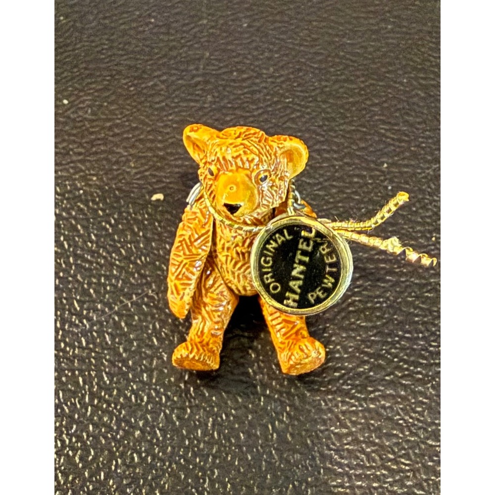 Hantel 1" Miniature Teddy Bear Brown Jointed Pewter Figurine Scotland